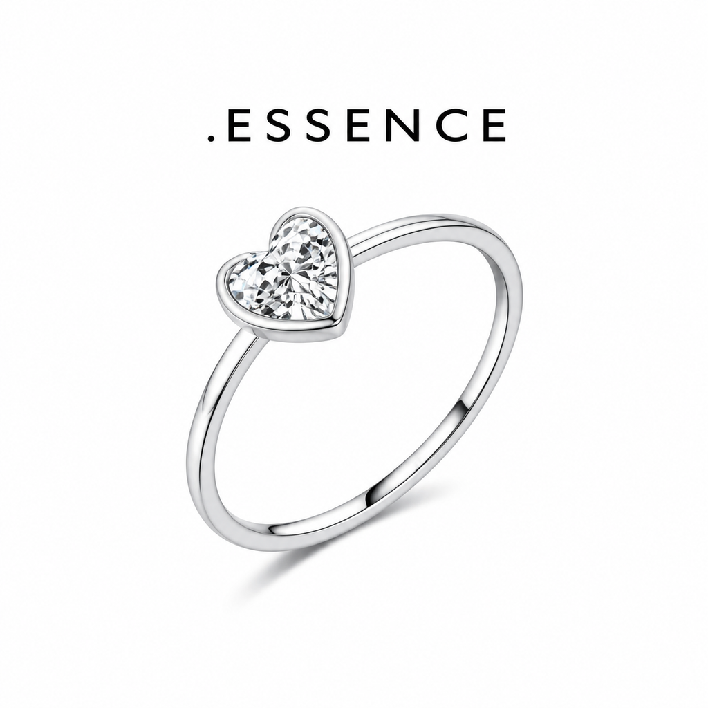 .ESSENCE Heart Cut Silver Ring