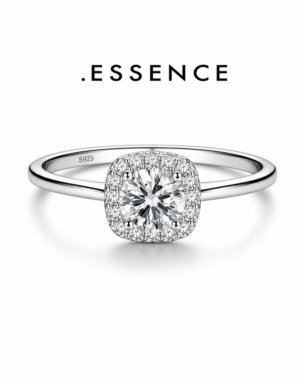 .ESSENCE Cushion Halo Silver Ring