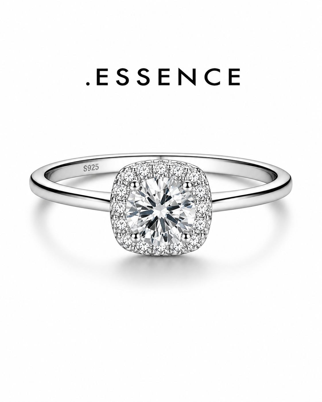 .ESSENCE Cushion Halo Silver Ring