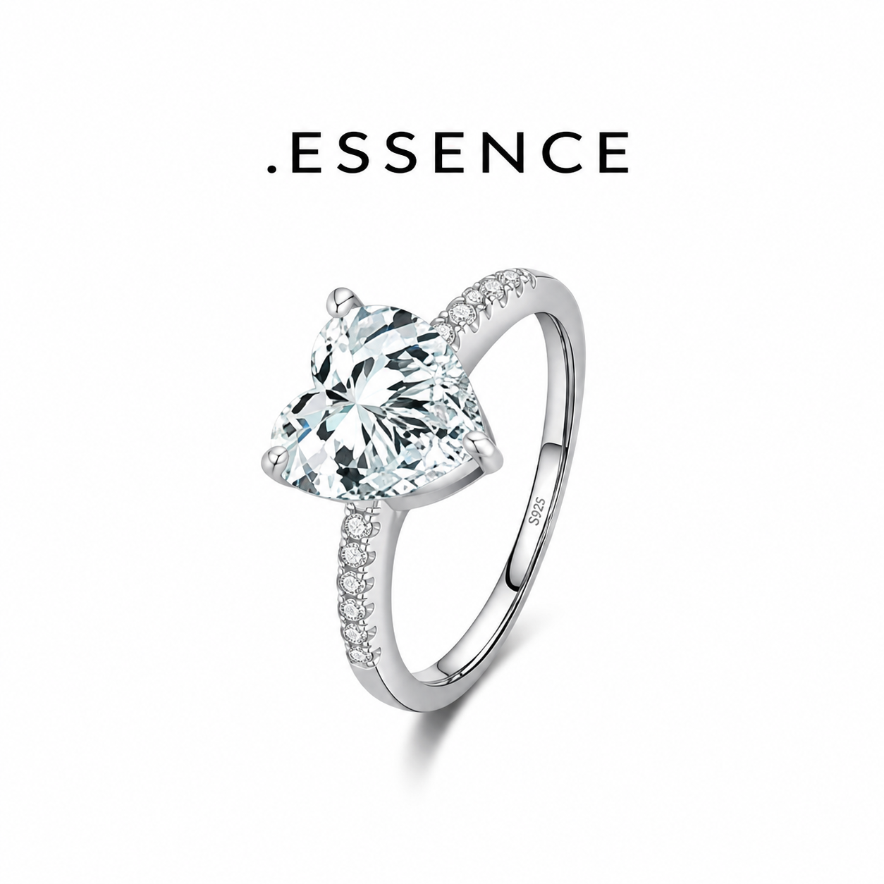 .ESSENCE Heart Crystal Silver Ring