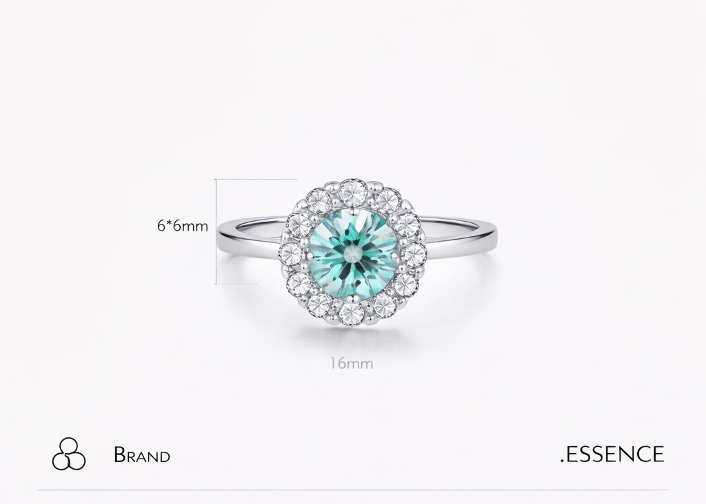 .ESSENCE Aqua Halo Silver Ring